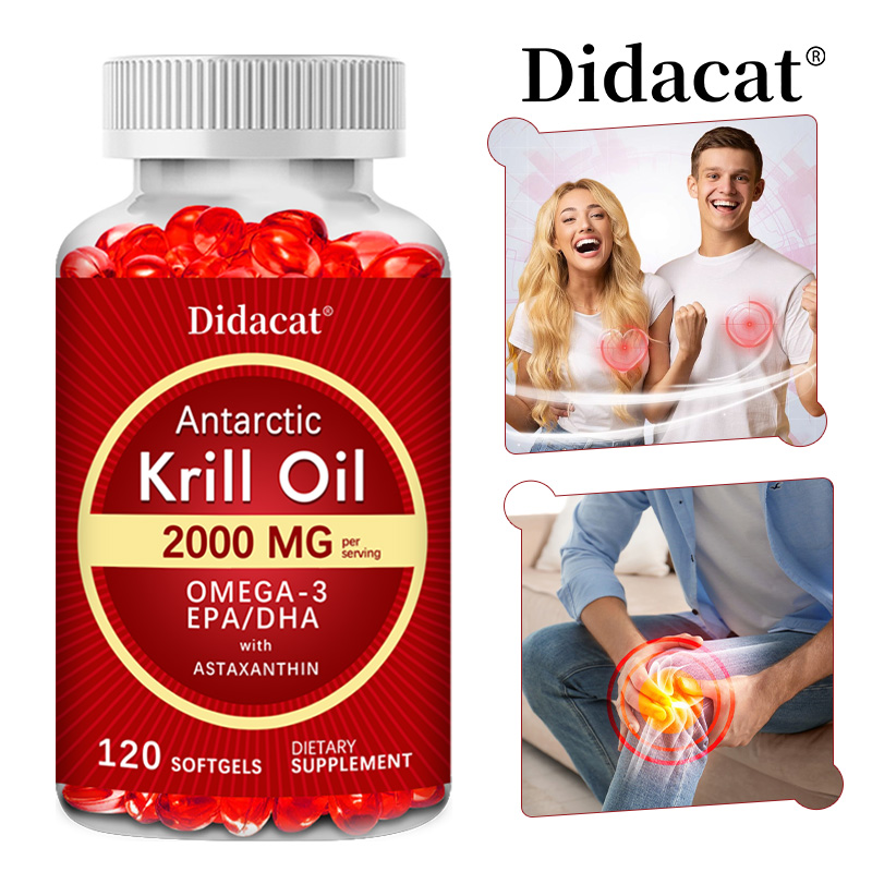 Krill Oil Supplement - 2000mg Minyak Krill Antartika dengan EPA,