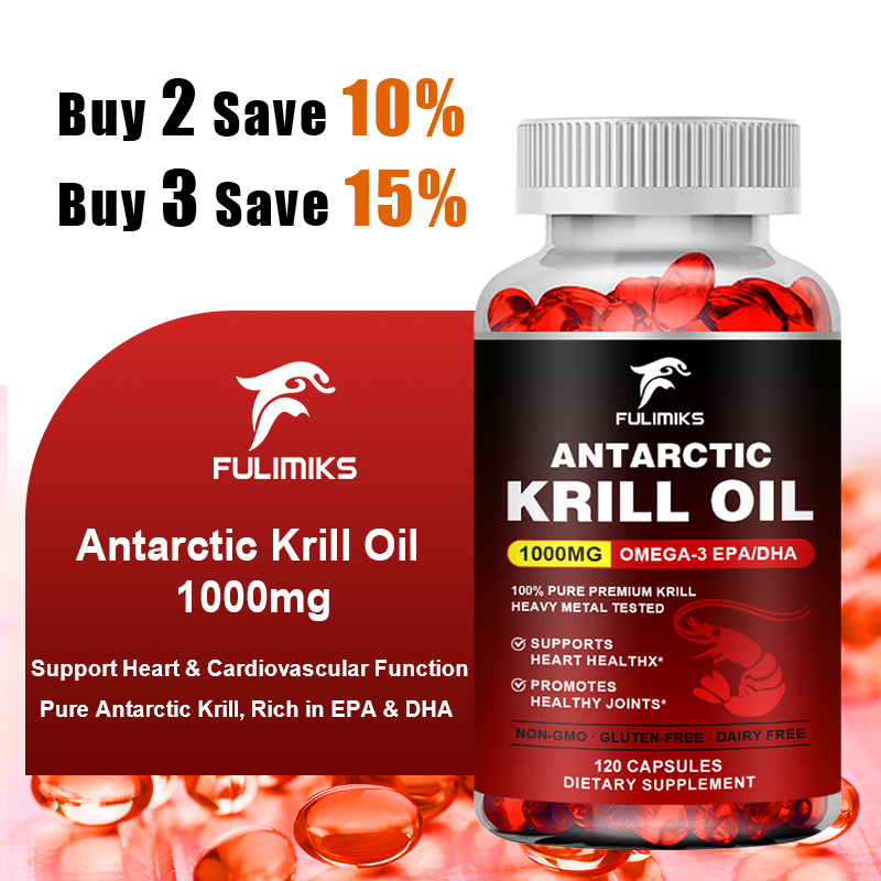 Krill Oil Supplement - Suplemen Minyak Krill Alami 1000mg, Kaya