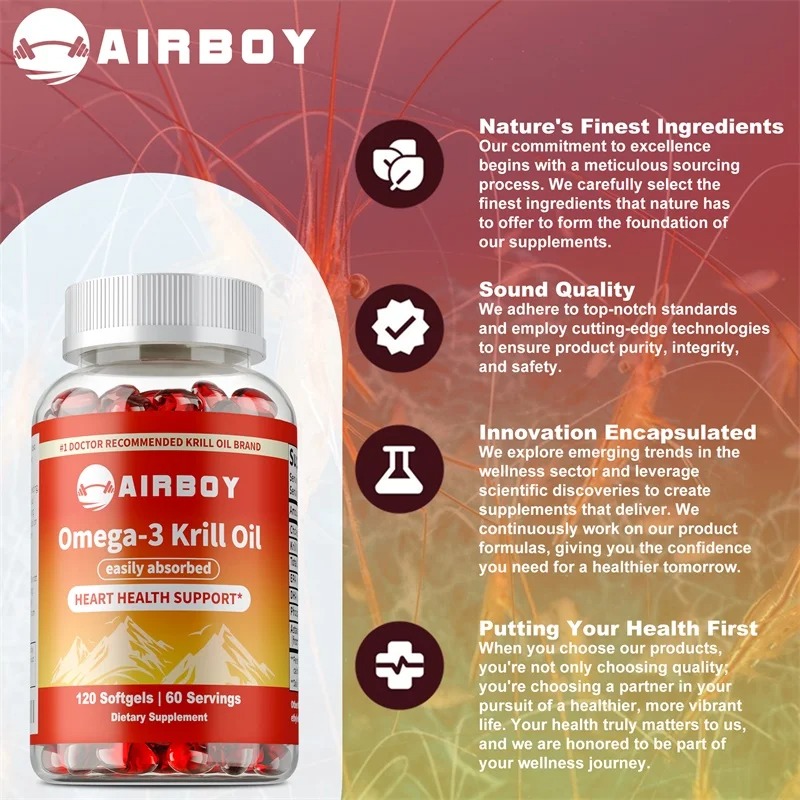 Krill Oil Supplement - Minyak Krill Omega-3 dengan EPA, DHA,