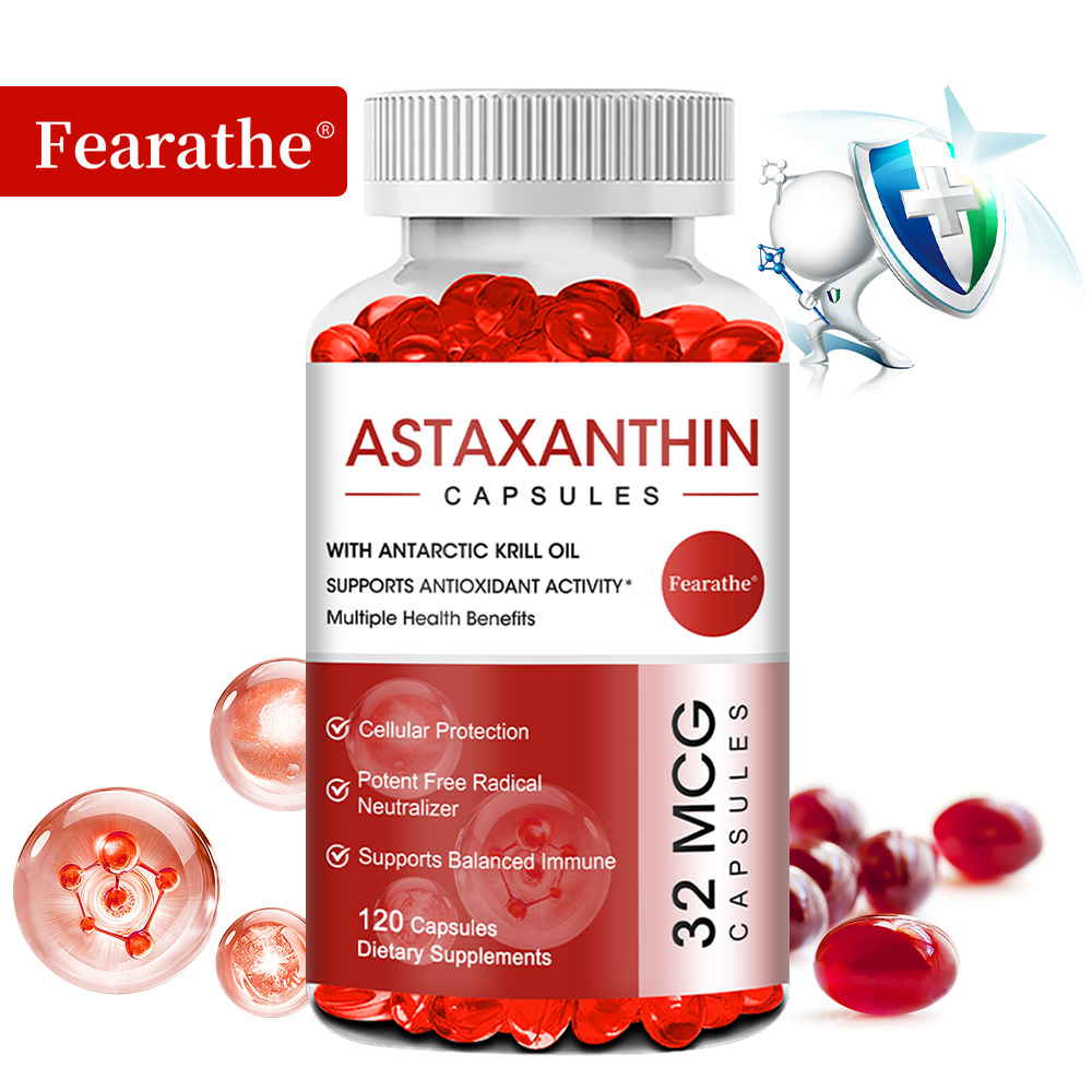 Krill Oil Supplement - Suplemen Makanan Astaxanthin Softgels, dengan Minyak