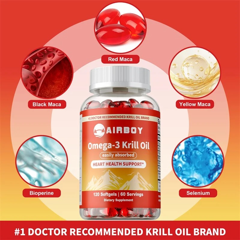 Krill Oil Supplement - Minyak Krill Omega-3 dengan Astaxanthin, Suplemen